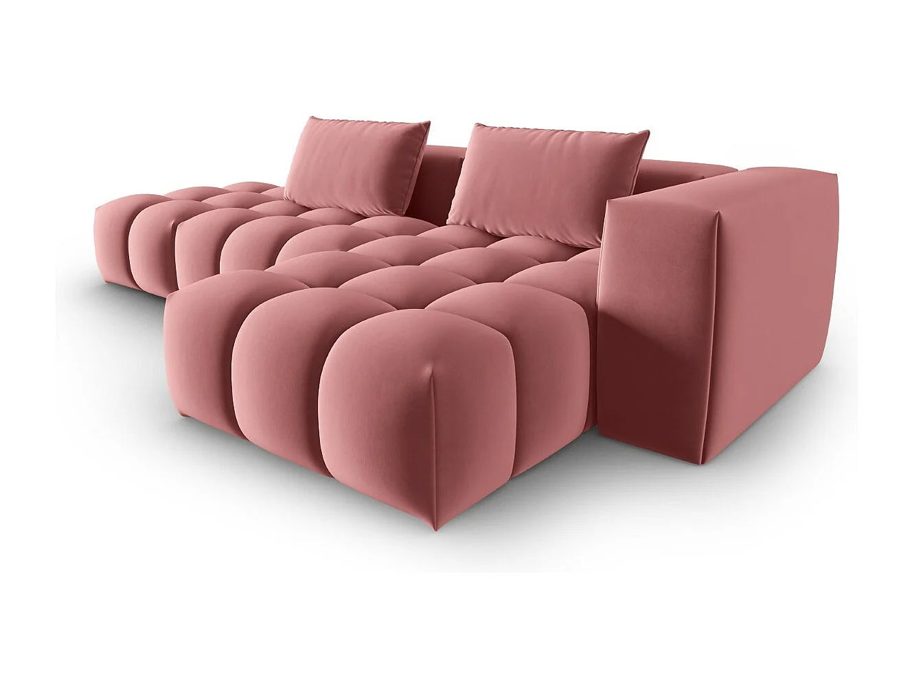 CXL by Christian Lacroix - Canapé d'angle droit modulable "Lorella" 4 places en velours saumon - 265x145x70cm