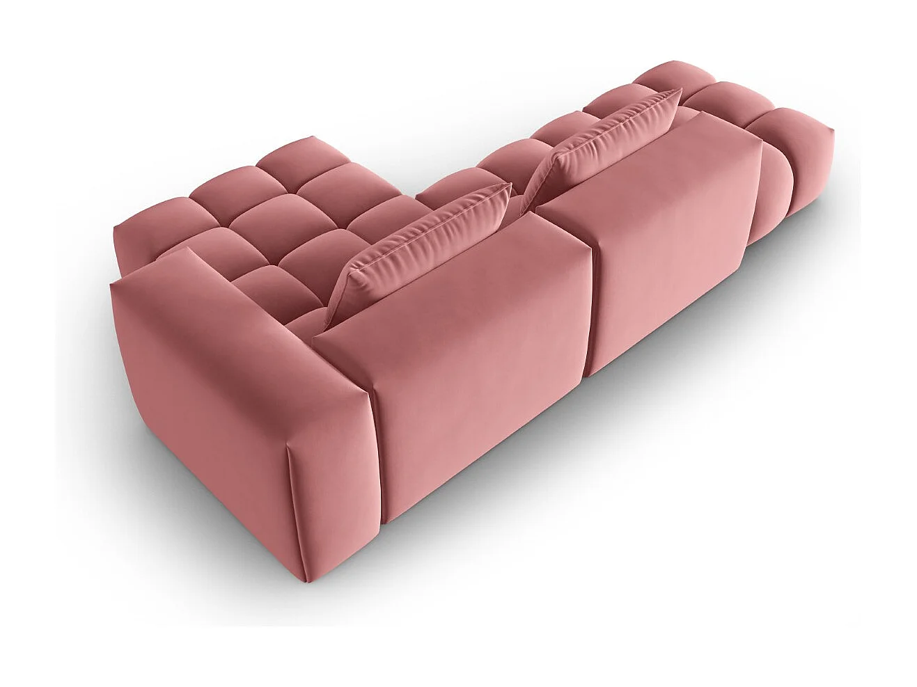 CXL by Christian Lacroix - Canapé d'angle droit modulable "Lorella" 4 places en velours saumon - 265x145x70cm