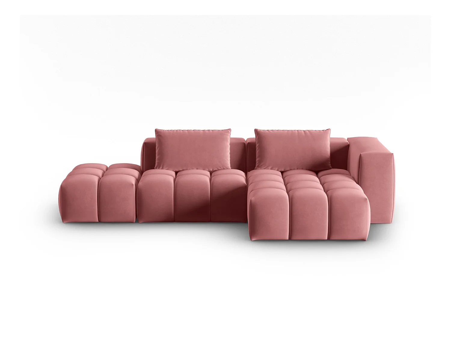 CXL by Christian Lacroix - Modulaire hoekbank rechts "Lorella" 4 zitplaatsen, Flueel, Zalm - 265x145x70cm