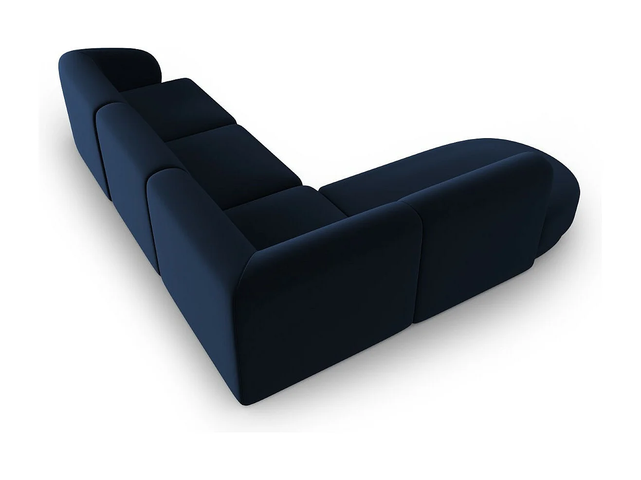 CXL by Christian Lacroix - Modulaire hoekbank links "Lionel" 5 zitplaatsen, Flueel, Koningsblauw - 265x232x74cm