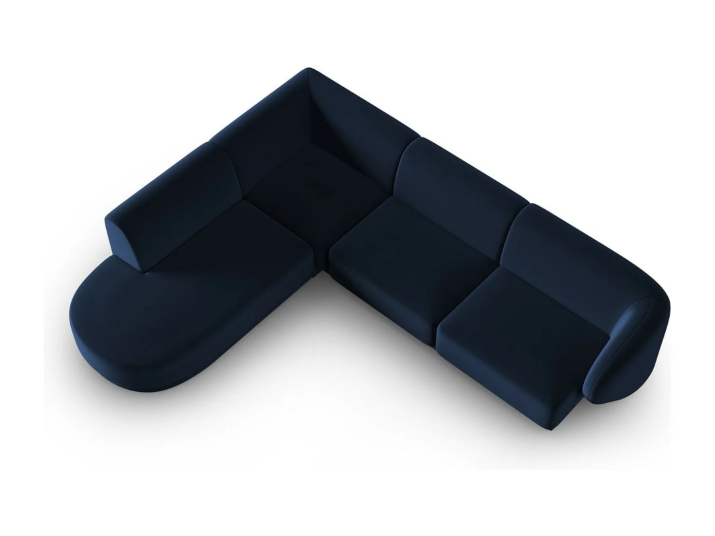 CXL by Christian Lacroix - Modulaire hoekbank links "Lionel" 5 zitplaatsen, Flueel, Koningsblauw - 265x232x74cm