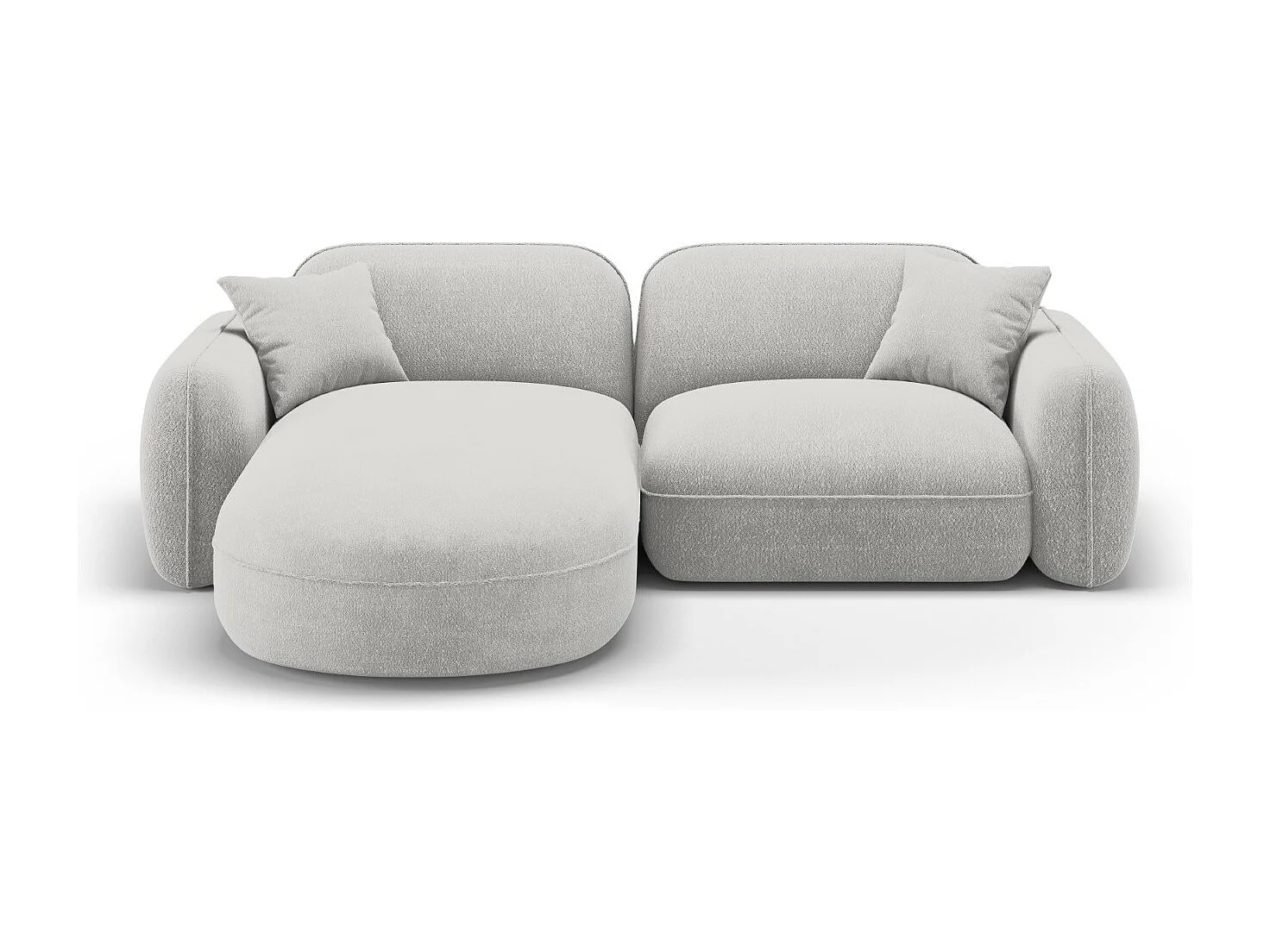 CXL by Christian Lacroix - Sofá esquinero modular izquierdo "Lucien" 3 plazas de terciopelo gris claro - 230x165x70cm