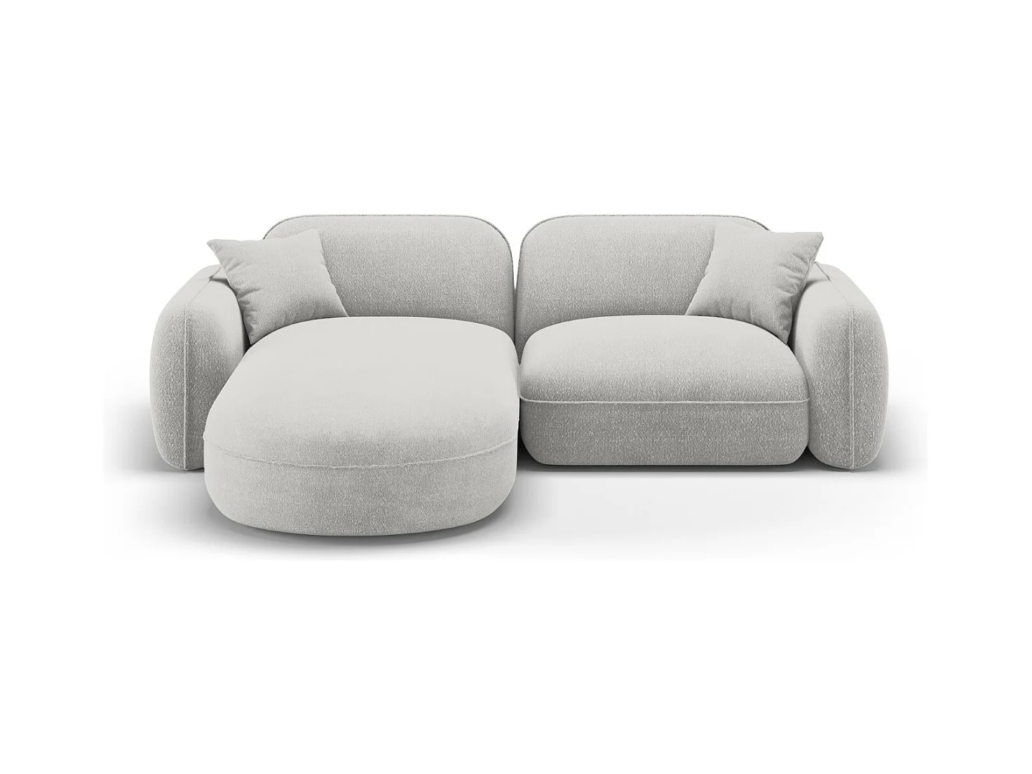 CXL by Christian Lacroix - Modulaire hoekbank links "Lucien" 3 zitplaatsen, Flueel, Lichtgrijs - 230x165x70cm