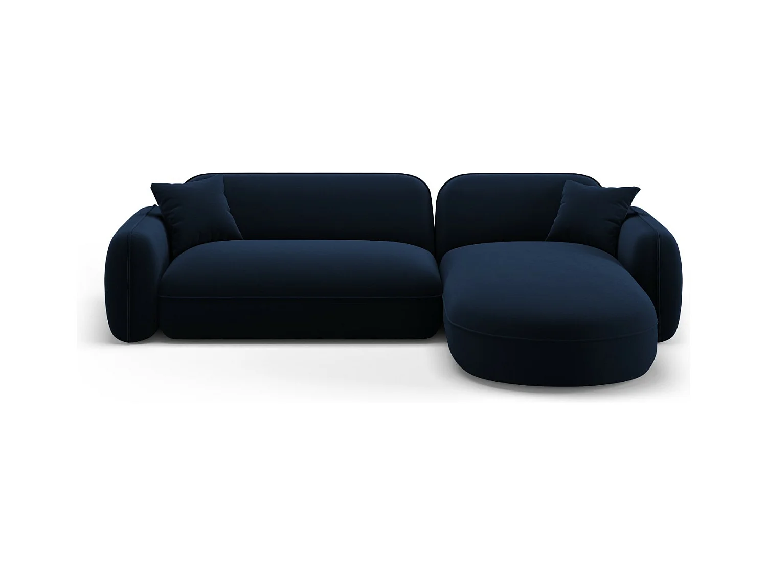 CXL by Christian Lacroix - Canapé d'angle droit modulable "Lucien" 4 places en velours bleu roi - 275x165x70cm