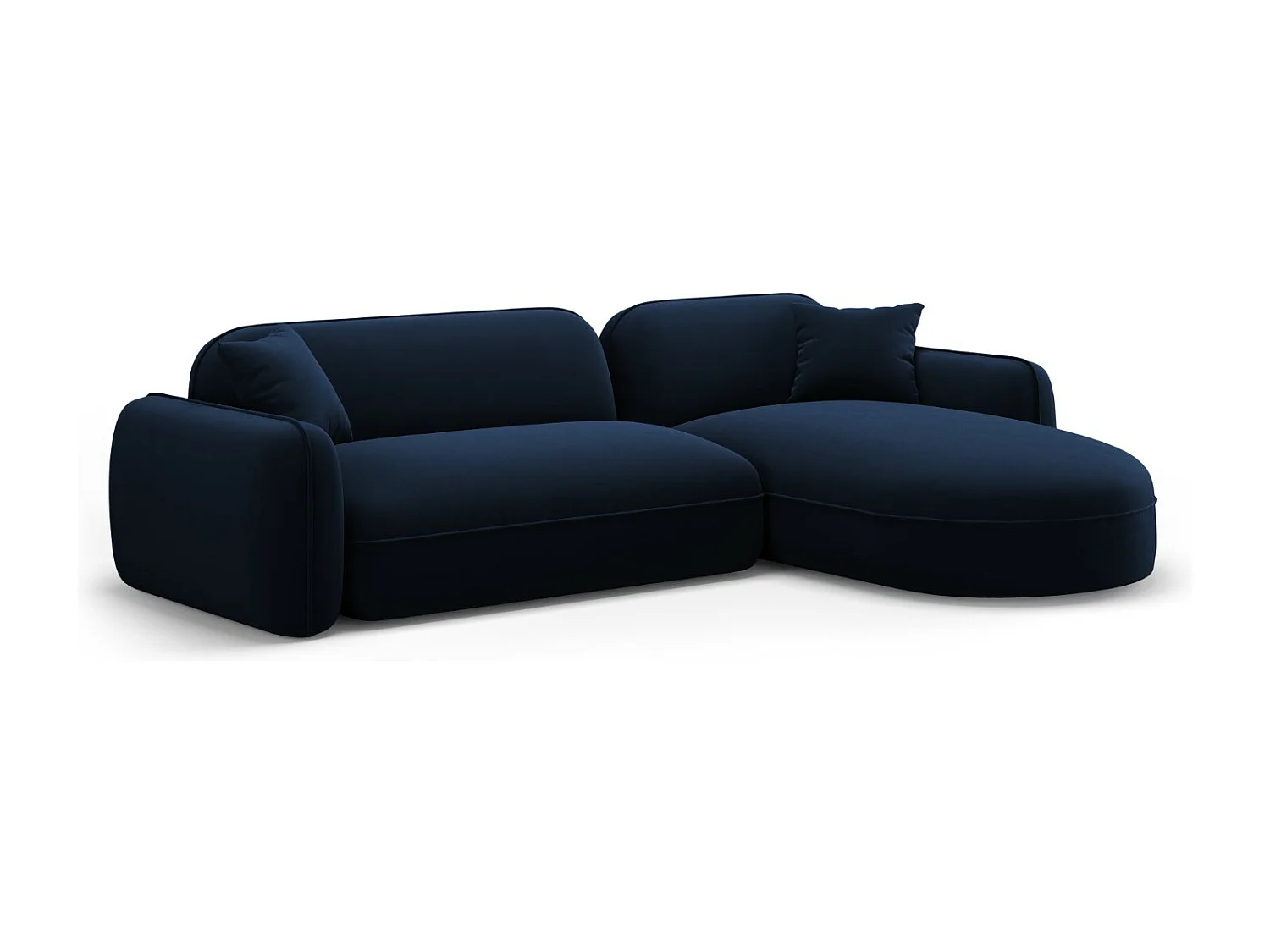 CXL by Christian Lacroix - Canapé d'angle droit modulable "Lucien" 4 places en velours bleu roi - 275x165x70cm