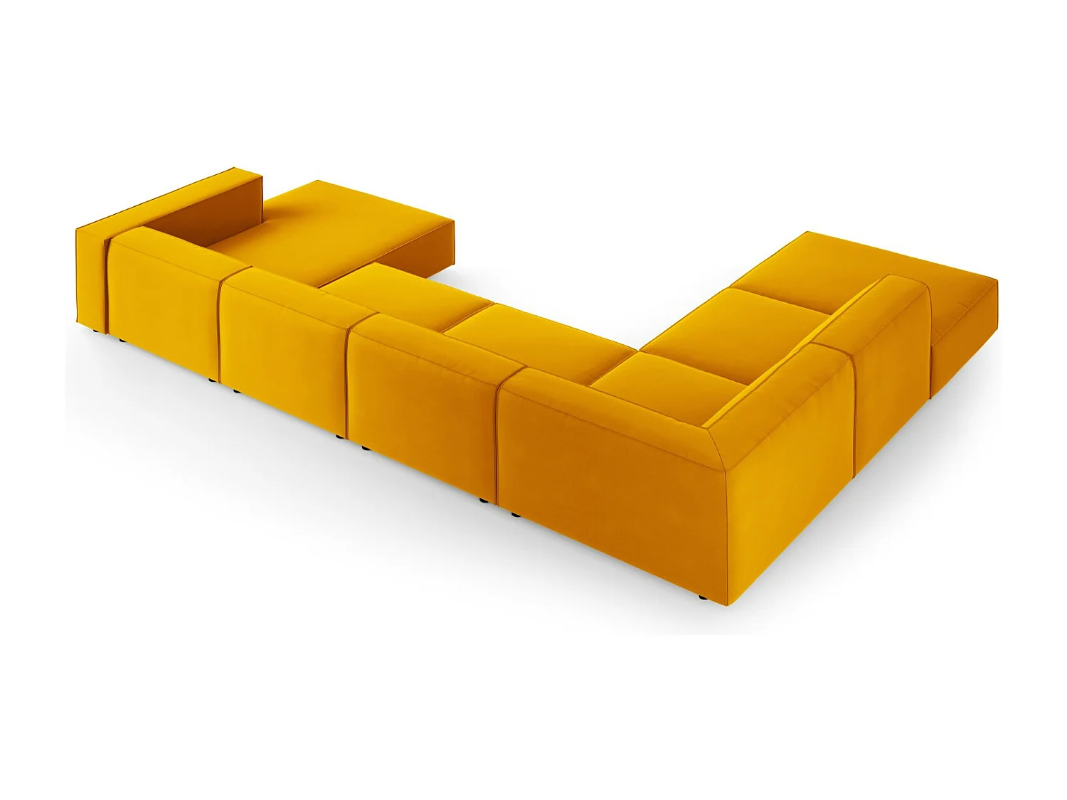 Cosmopolitan Design - 7-Sitzer Panoramasofa links "Arendal" aus Samt gelb - 364x262x70cm