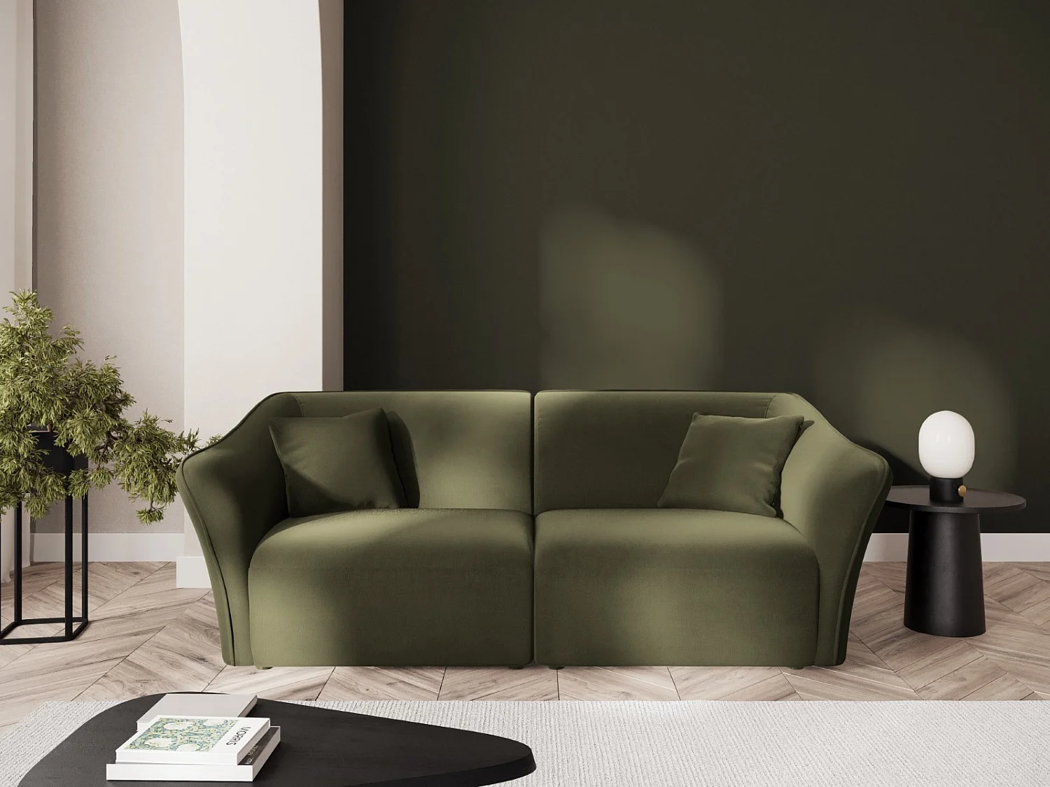 Cosmopolitan Design - Modulaire bank "Tokyo" 3 zitplaatsen, Flueel, Lichtgroen - 206x102x79cm