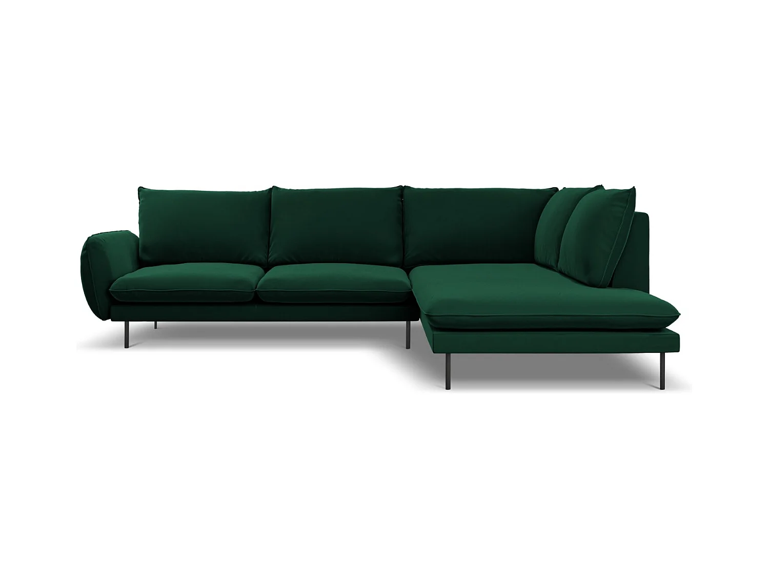 Cosmopolitan Design - Canapé d'angle droit "Vienna" 6 places en velours vert bouteille - 275x185x95cm