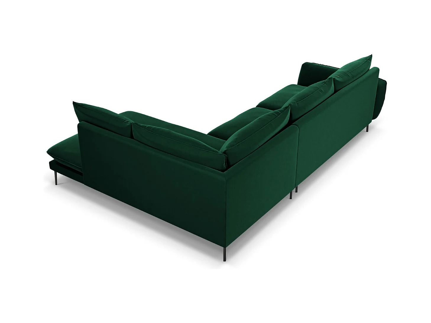 Cosmopolitan Design - Canapé d'angle droit "Vienna" 6 places en velours vert bouteille - 275x185x95cm