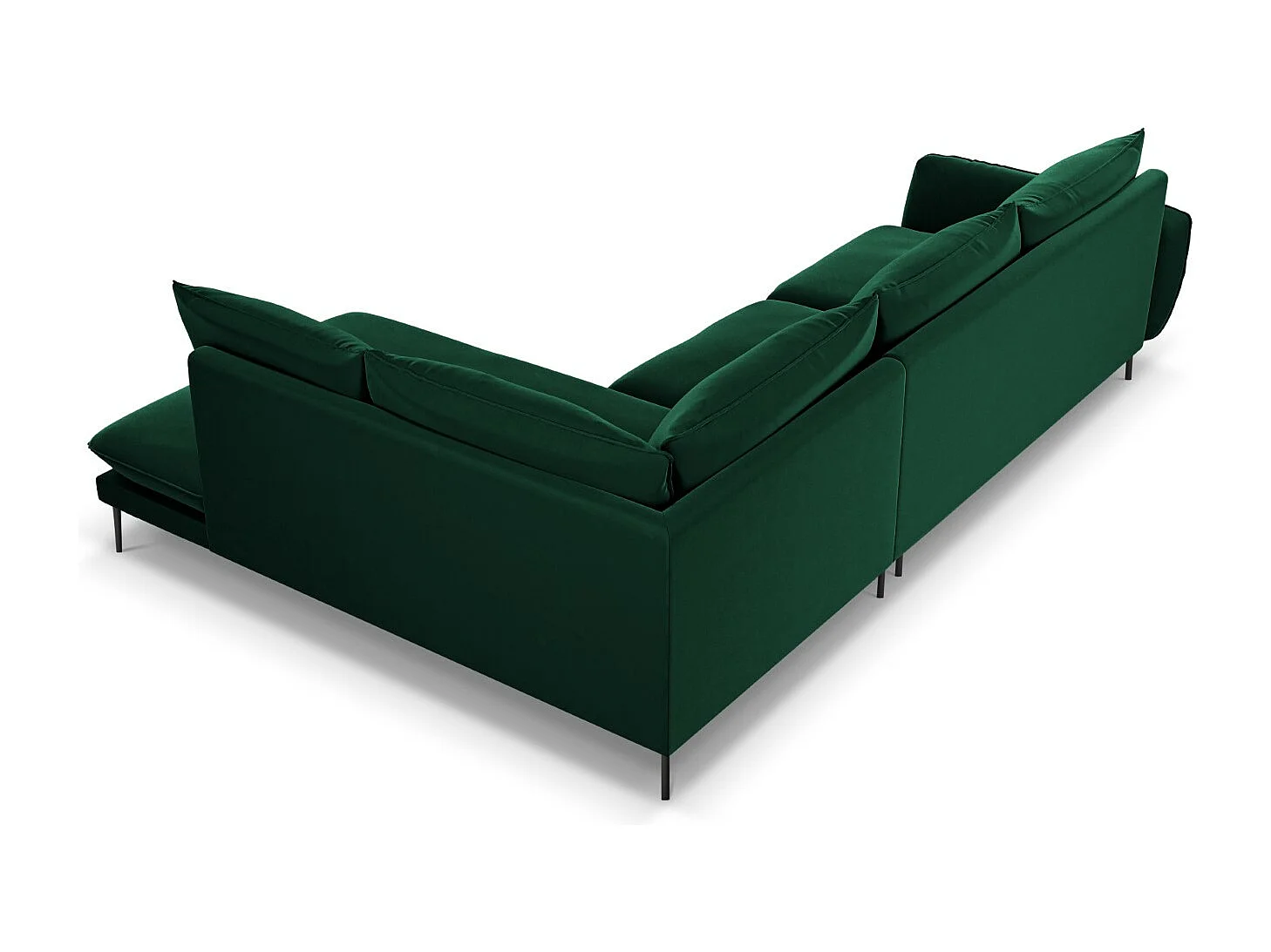 Cosmopolitan Design - Canapé d'angle droit "Vienna" 6 places en velours vert bouteille - 275x185x95cm