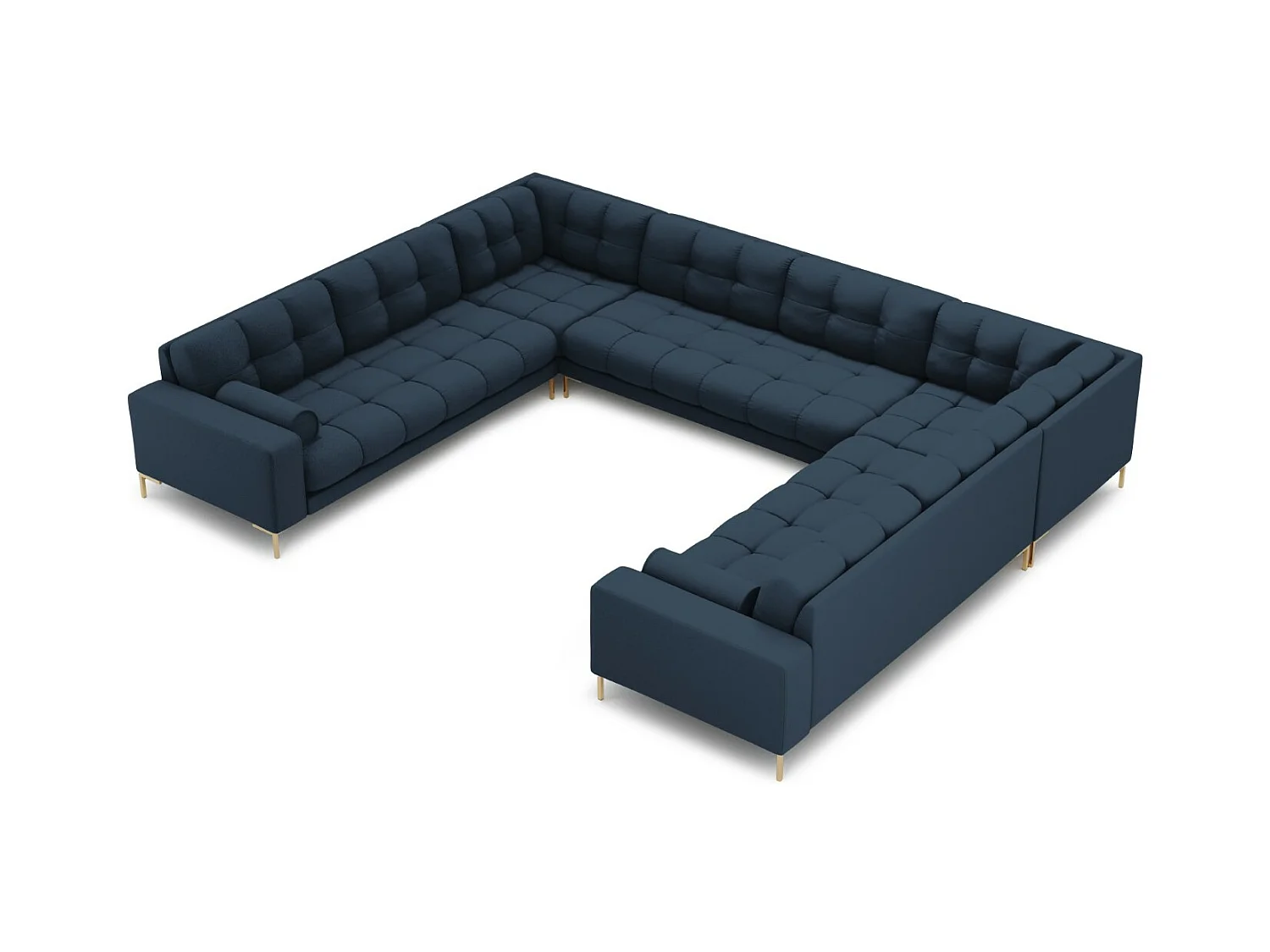 Cosmopolitan Design - Panoramische bank "Bali" 9 zitplaatsen, Structurele stof, Blauw - 327x256x75cm