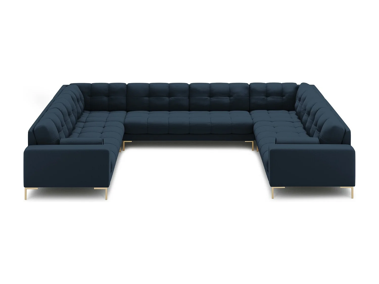 Cosmopolitan Design - Sofá panorâmico "Bali" 9 lugares em tecido estrutural azul - 327x256x75cm