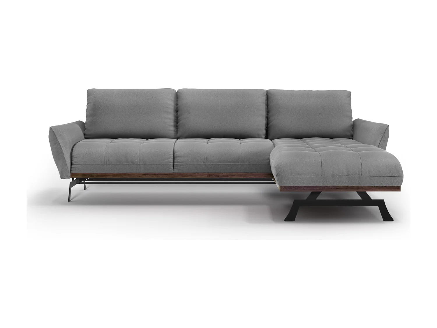 CXL by Christian Lacroix - Modulaire hoekbank rechts "Olivier" 4 zitplaatsen, Structurele stof, Grijs - 264x171x87cm