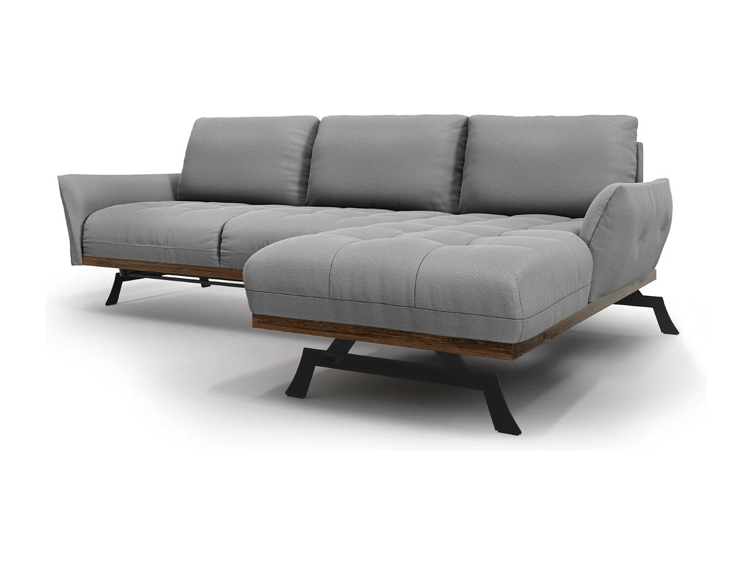 CXL by Christian Lacroix - Modulaire hoekbank rechts "Olivier" 4 zitplaatsen, Structurele stof, Grijs - 264x171x87cm