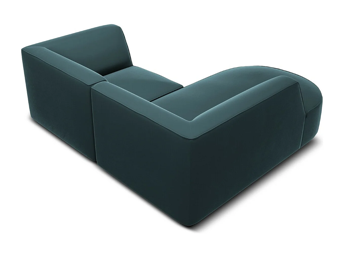 CXL by Christian Lacroix - Sofá esquinero izquierdo "Charles" 3 plazas de terciopelo azul - 186x180x69cm