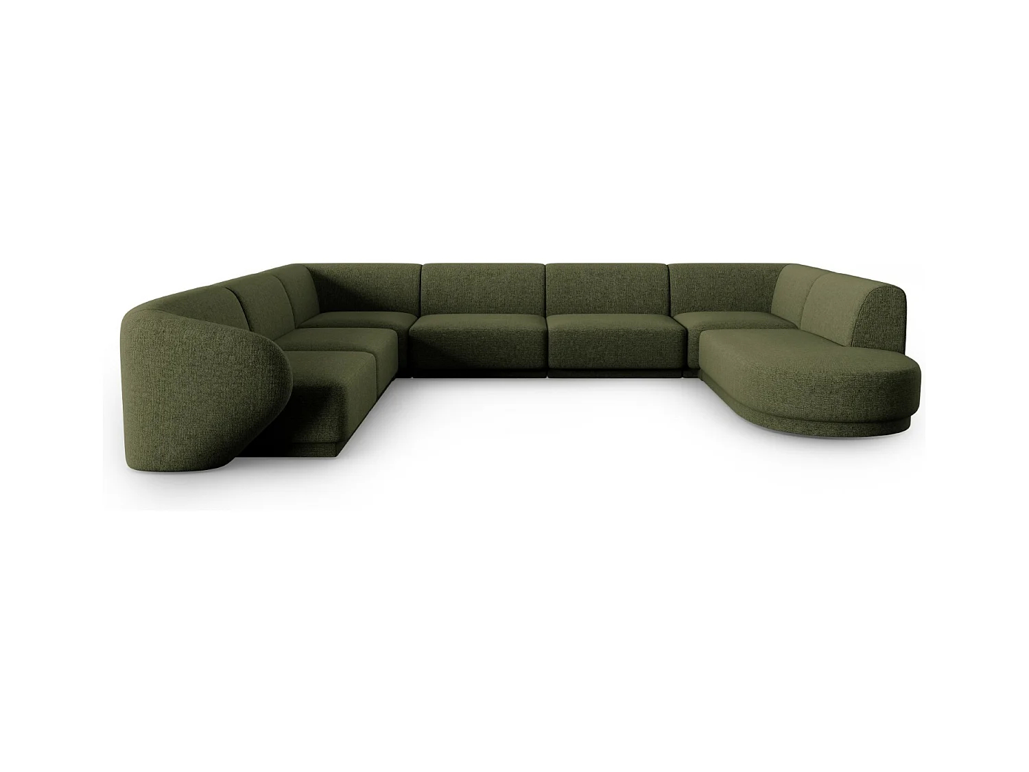 CXL by Christian Lacroix - Modulaire panoramische hoekbank links "Lionel" 8 zitplaatsen, Chenille, Heide Groen - 342x323x74cm