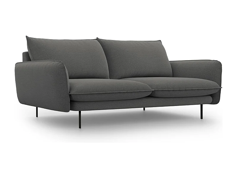 Cosmopolitan Design - 3-Sitzer Sofa "Vienna" aus strukturiertem Stoff dunkelgrau - 200x92x95cm