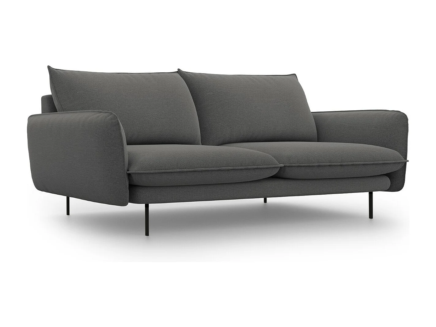 Cosmopolitan Design - 3-Sitzer Sofa "Vienna" aus strukturiertem Stoff dunkelgrau - 200x92x95cm