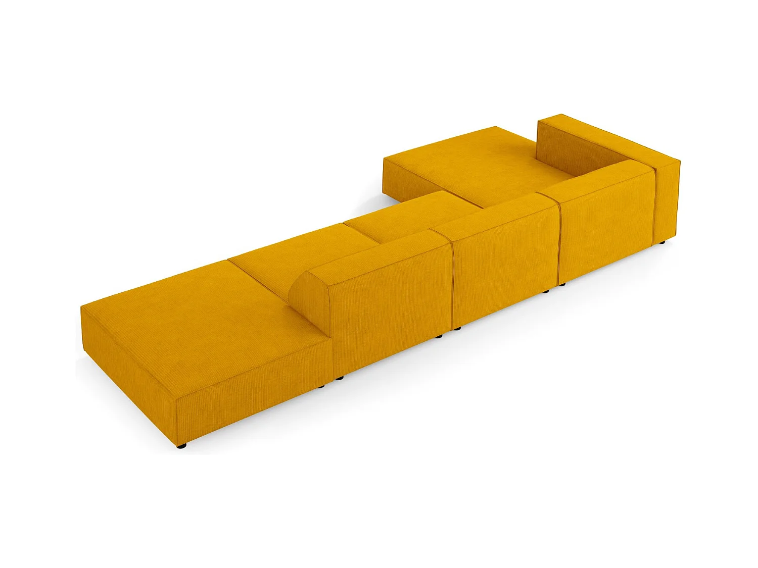 Cosmopolitan Design - Linker hoekbank "Arendal" 5 zitplaatsen, Chenille met ribbeleffect, Mosterd - 341x166x70cm