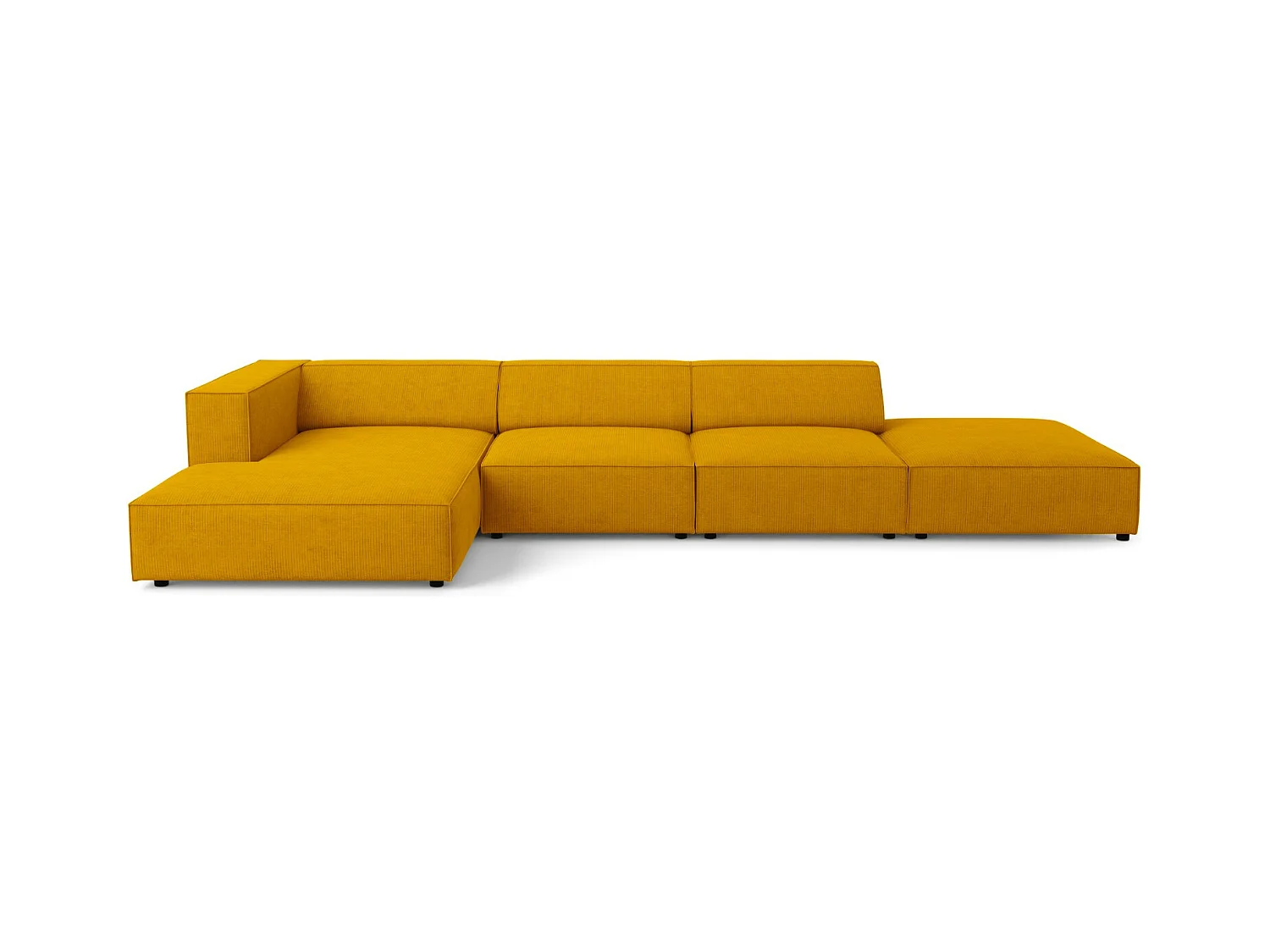 Cosmopolitan Design - Linker hoekbank "Arendal" 5 zitplaatsen, Chenille met ribbeleffect, Mosterd - 341x166x70cm