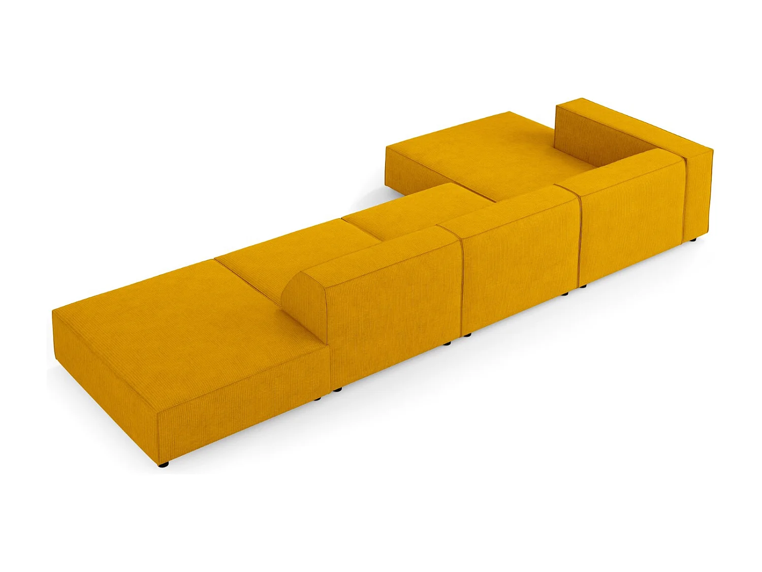 Cosmopolitan Design - Sofá de canto esquerdo "Arendal" 5 lugares em tecido chenille com efeito canelado mostarda - 341x166x70cm