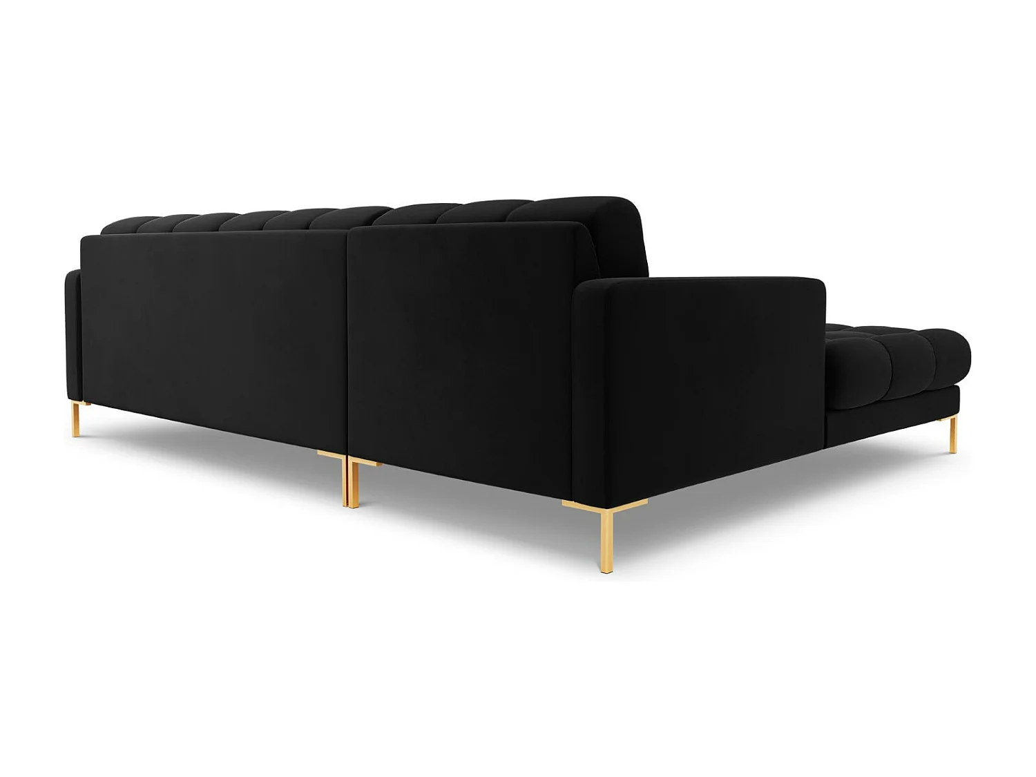Cosmopolitan Design - 5-Sitzer Ecksofa links "Bali" aus Samt schwarz - 293x185x75cm