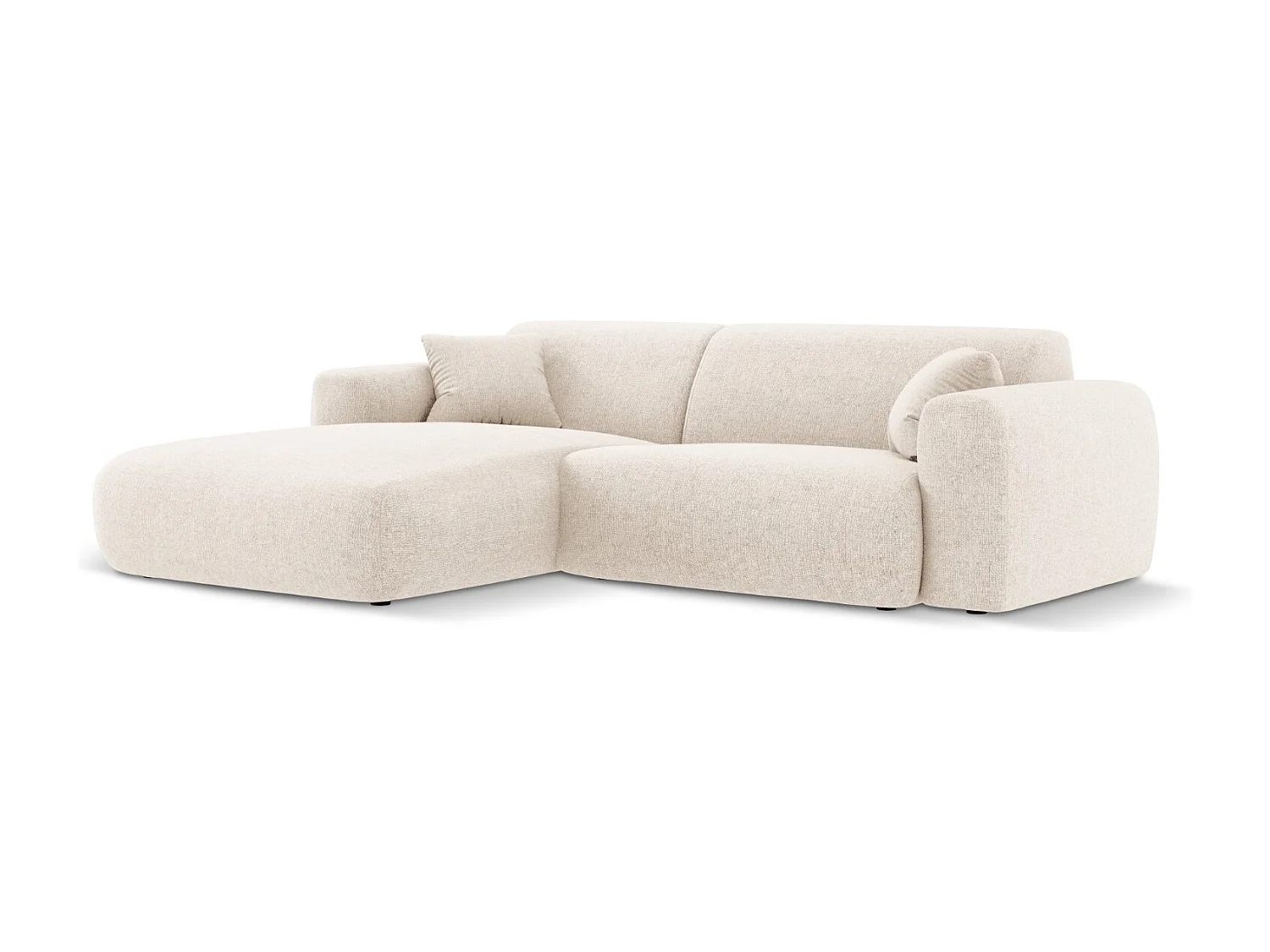 Cosmopolitan Design - 4-Sitzer Ecksofa links "Nolio" aus Chenille-Stoff leichtes beige - 235x170x72cm