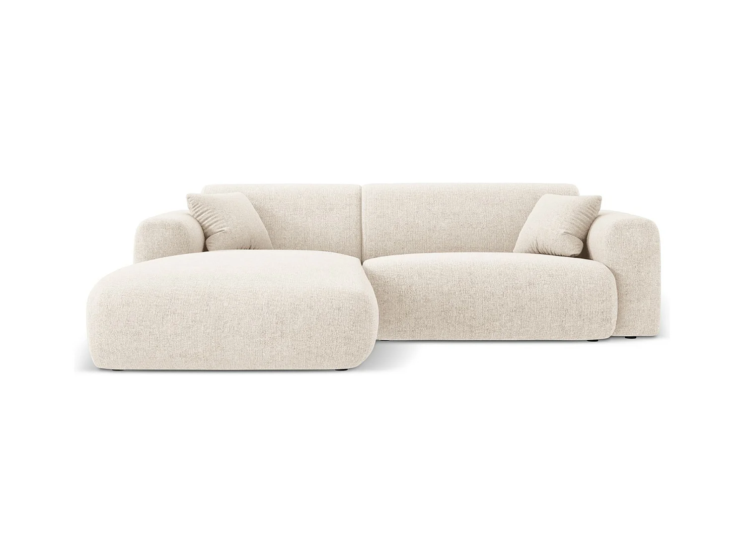 Cosmopolitan Design - Canapé d'angle gauche "Nolio" 4 places en chenille beige clair - 235x170x72cm