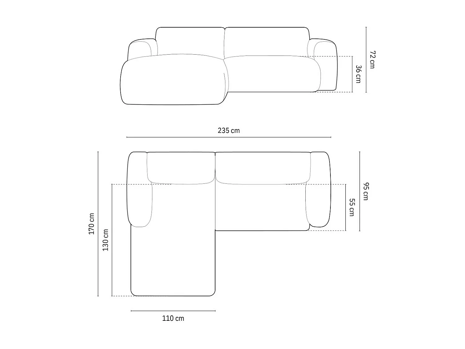 Cosmopolitan Design - Canapé d'angle gauche "Nolio" 4 places en chenille beige clair - 235x170x72cm