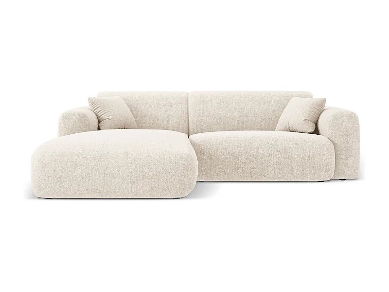 Cosmopolitan Design - Sofá de canto esquerdo "Nolio" 4 lugares em tecido chenille bege claro - 235x170x72cm