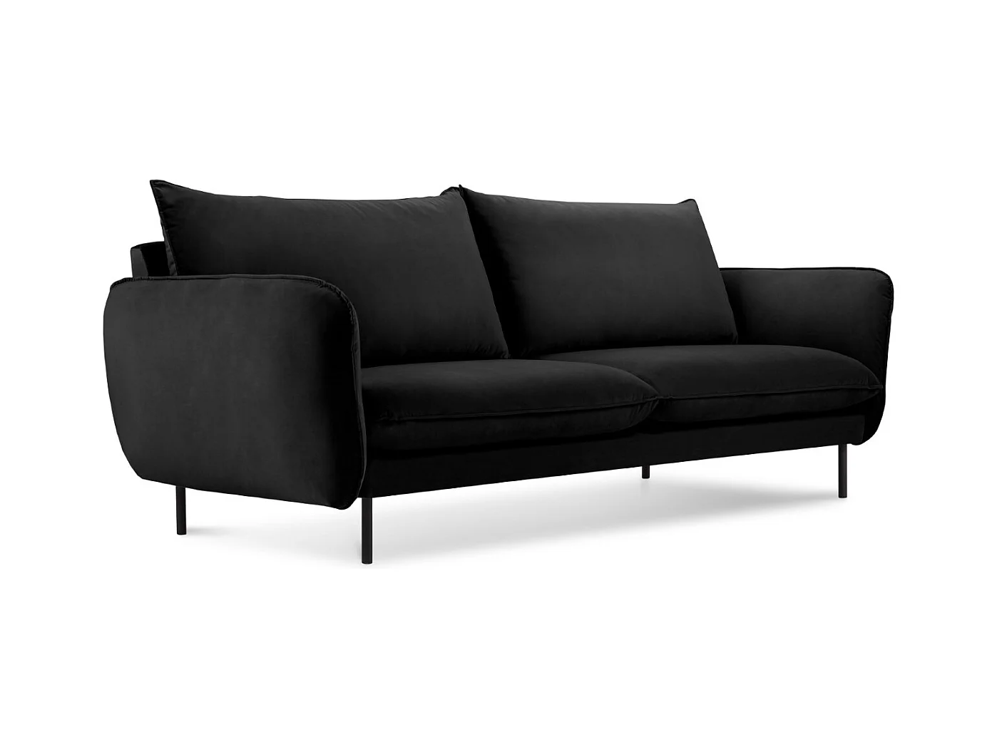 Cosmopolitan Design - Canapé "Vienna" 2 places en velours noir - 160x92x95cm