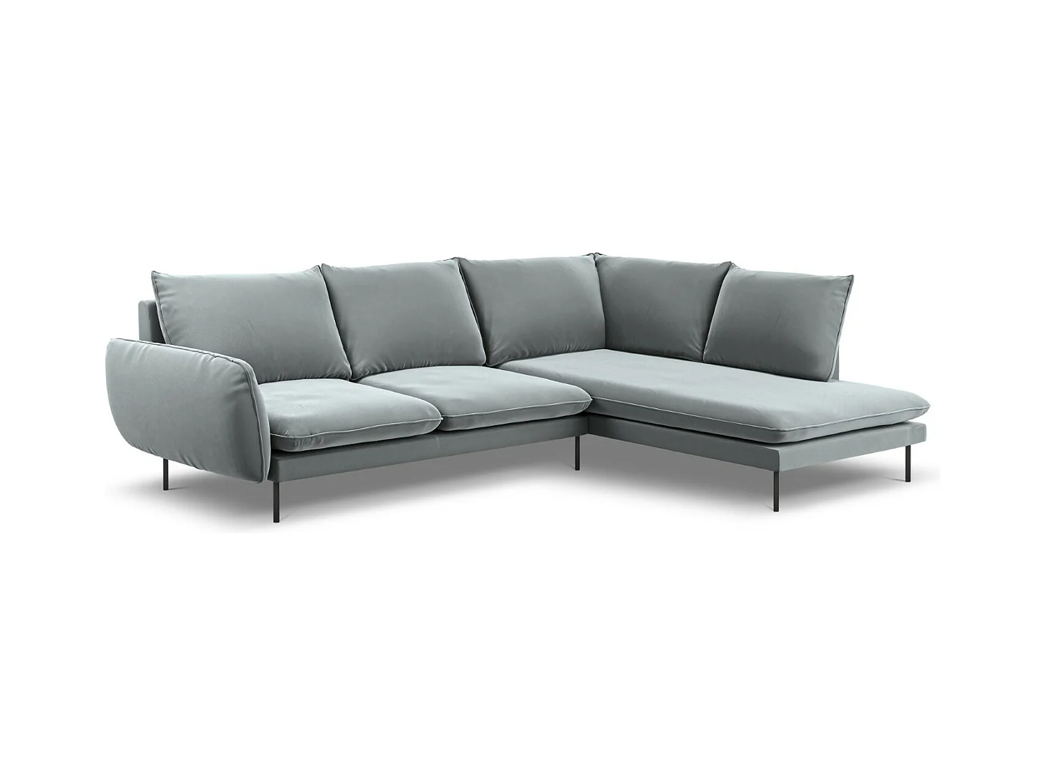 Cosmopolitan Design - Canapé d'angle droit "Vienna" 6 places en velours gris clair - 275x185x95cm