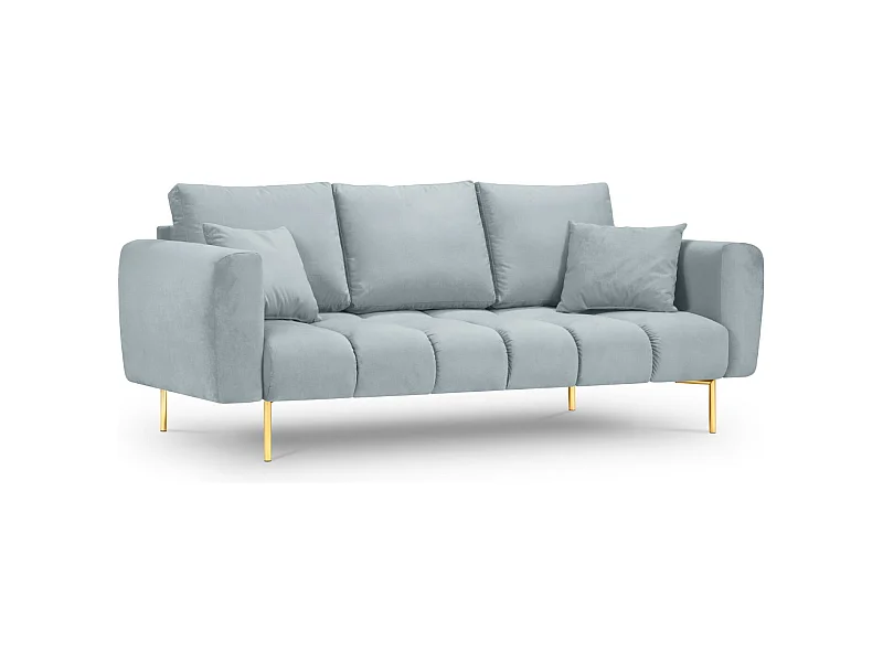 Cosmopolitan Design - 3-Sitzer Sofa "Hastings" aus Samt hellblau - 220x97x75cm