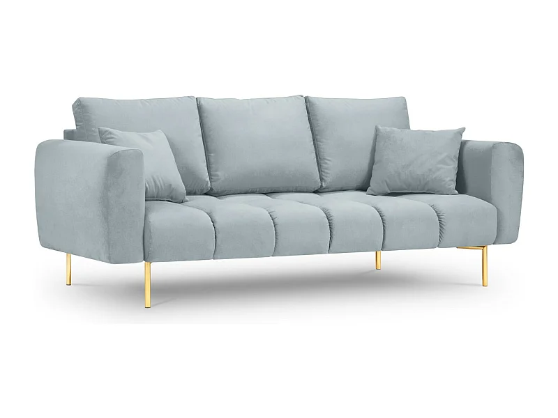 Cosmopolitan Design - Canapé "Hastings" 3 places en velours bleu clair - 220x97x75cm