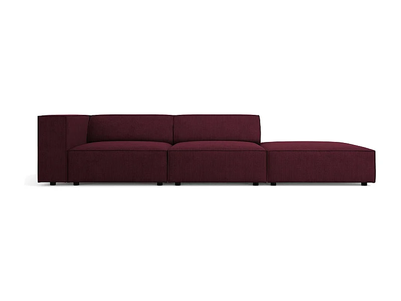 Cosmopolitan Design - Canapé droit "Arendal" 4 places en chenille avec un effet côtelé rubis - 262x102x70cm