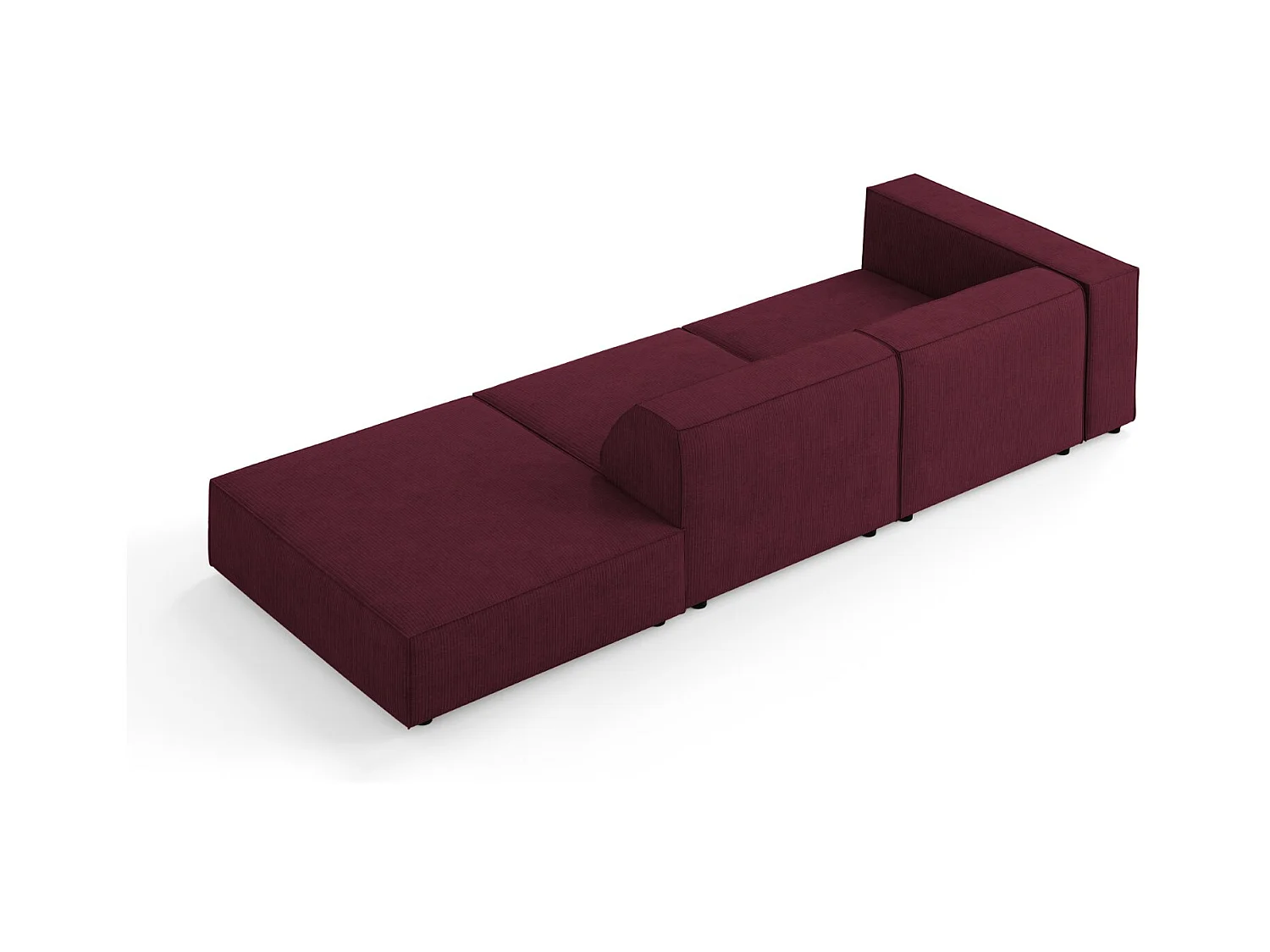 Cosmopolitan Design - Divano destro "Arendal" 4 posti in ciniglia con effetto a coste rubino - 262x102x70cm