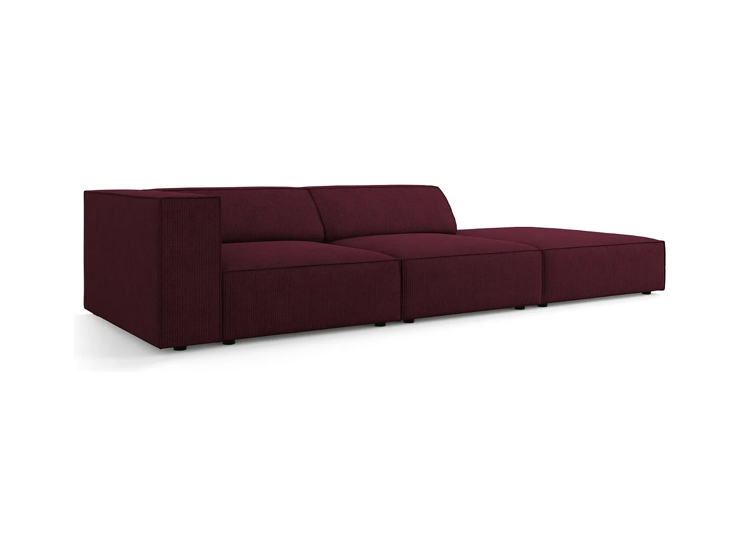 Cosmopolitan Design - Divano destro "Arendal" 4 posti in ciniglia con effetto a coste rubino - 262x102x70cm