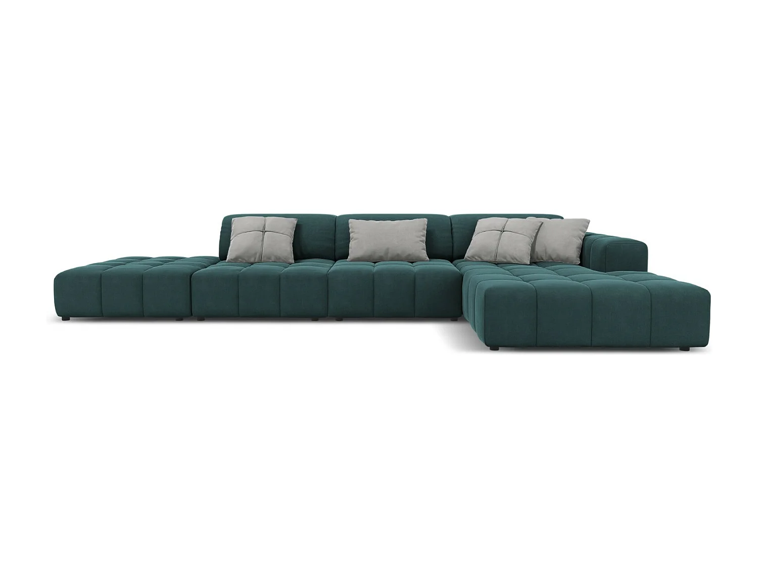 CXL by Christian Lacroix - 5-Sitzer Ecksofa rechts "Luc" Sitzer aus Samt petrol - 341x166x70cm