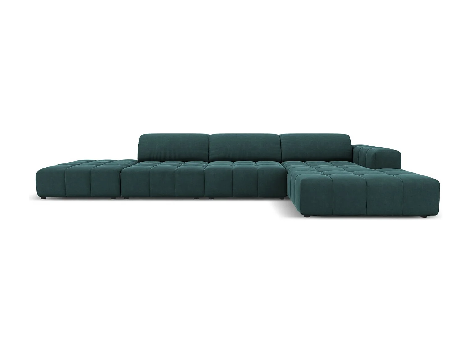 CXL by Christian Lacroix - 5-Sitzer Ecksofa rechts "Luc" Sitzer aus Samt petrol - 341x166x70cm