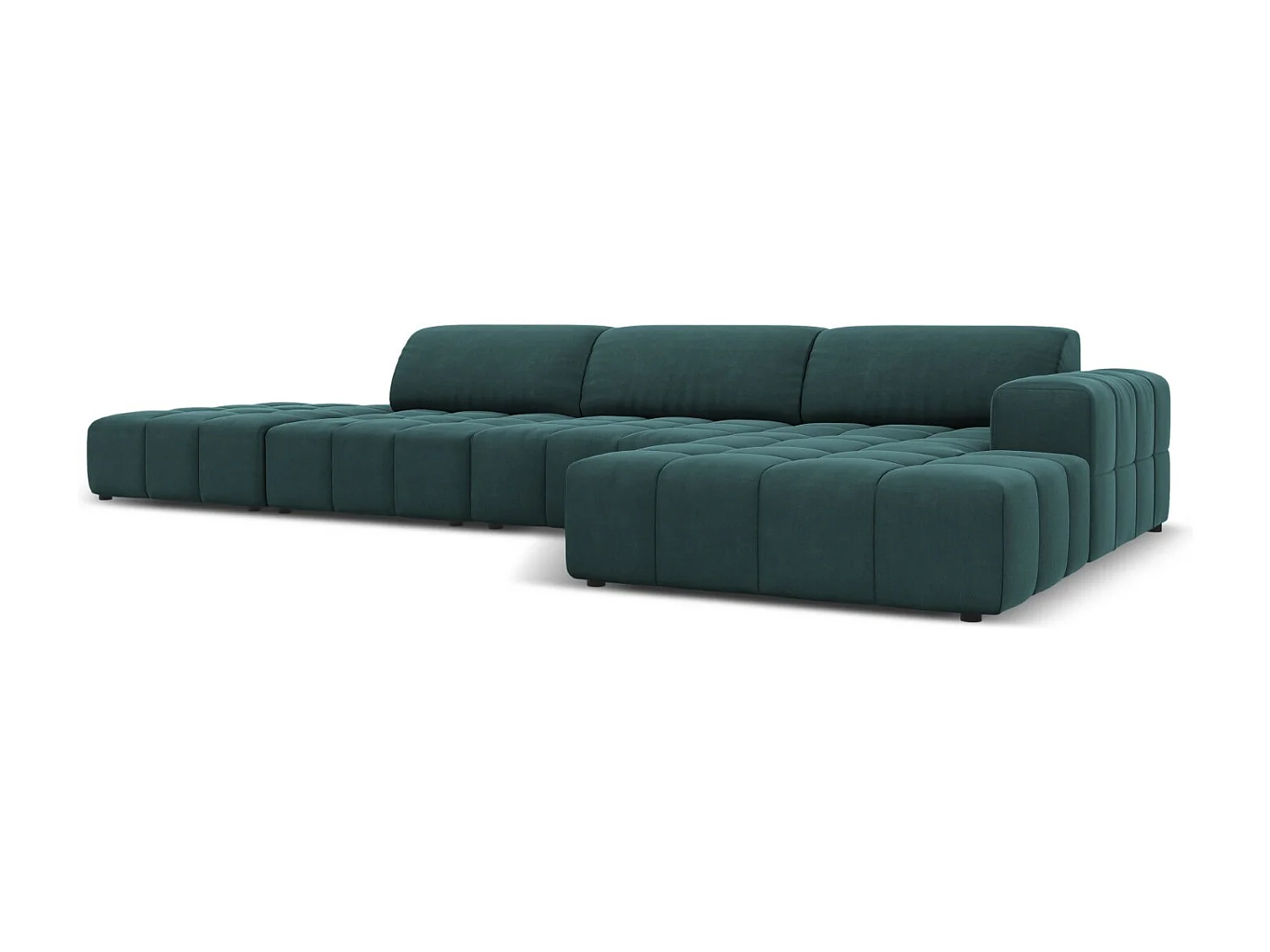 CXL by Christian Lacroix - 5-Sitzer Ecksofa rechts "Luc" Sitzer aus Samt petrol - 341x166x70cm