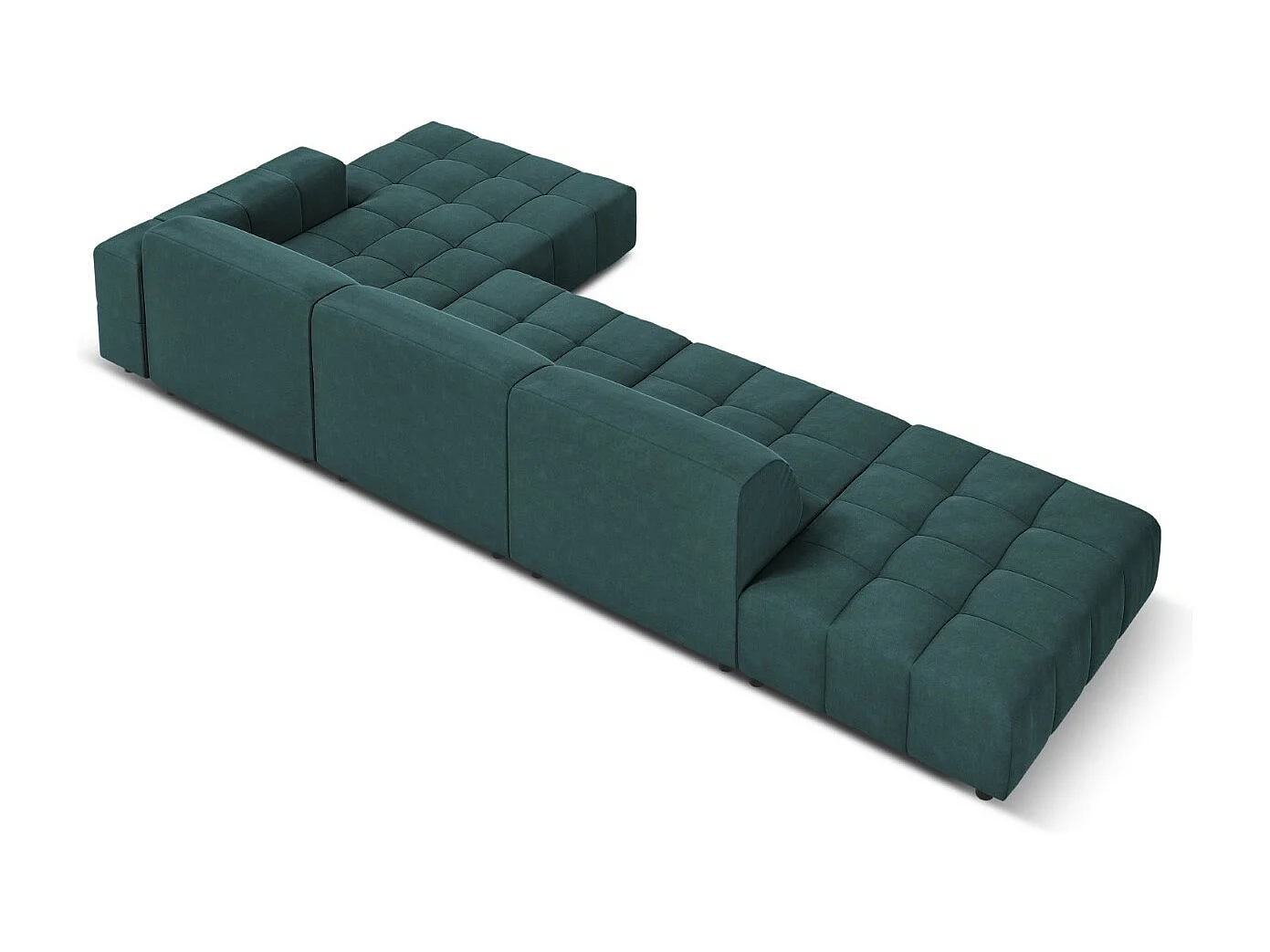 CXL by Christian Lacroix - Sofá de canto direito "Luc" 5 lugares em veludo petróleo - 341x166x70cm