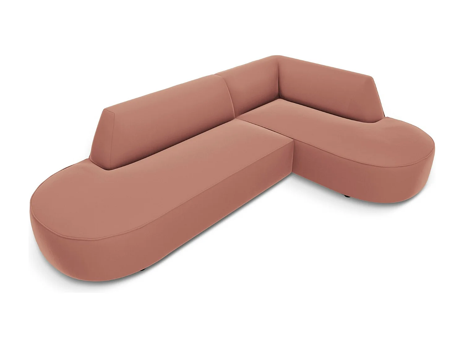 CXL by Christian Lacroix - Canapé d'angle droit "Charles" 4 places en velours rose - 273x180x69cm