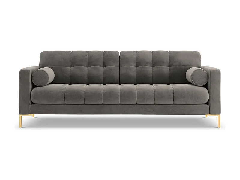 Cosmopolitan Design - Canapé "Bali" 3 places en velours gris clair - 177x92x75cm