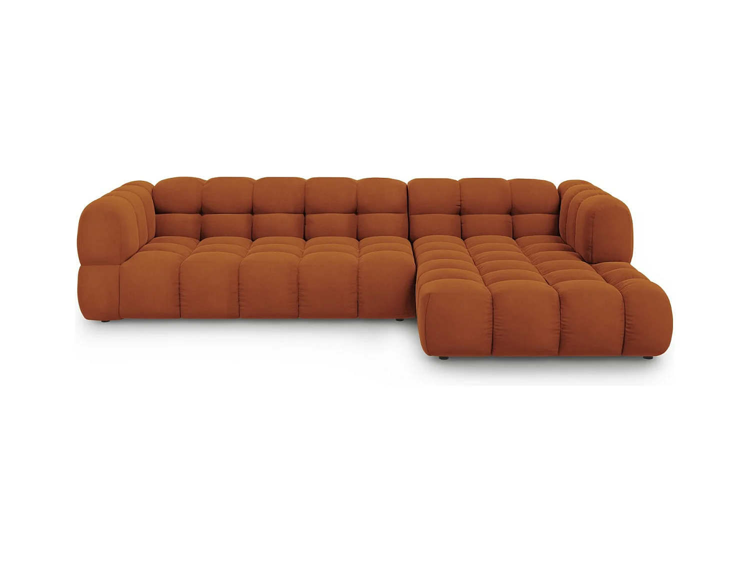 Cosmopolitan Design - Canapé d'angle droit modulable "Sky" 4 places en velours terracotta - 300x162x75cm