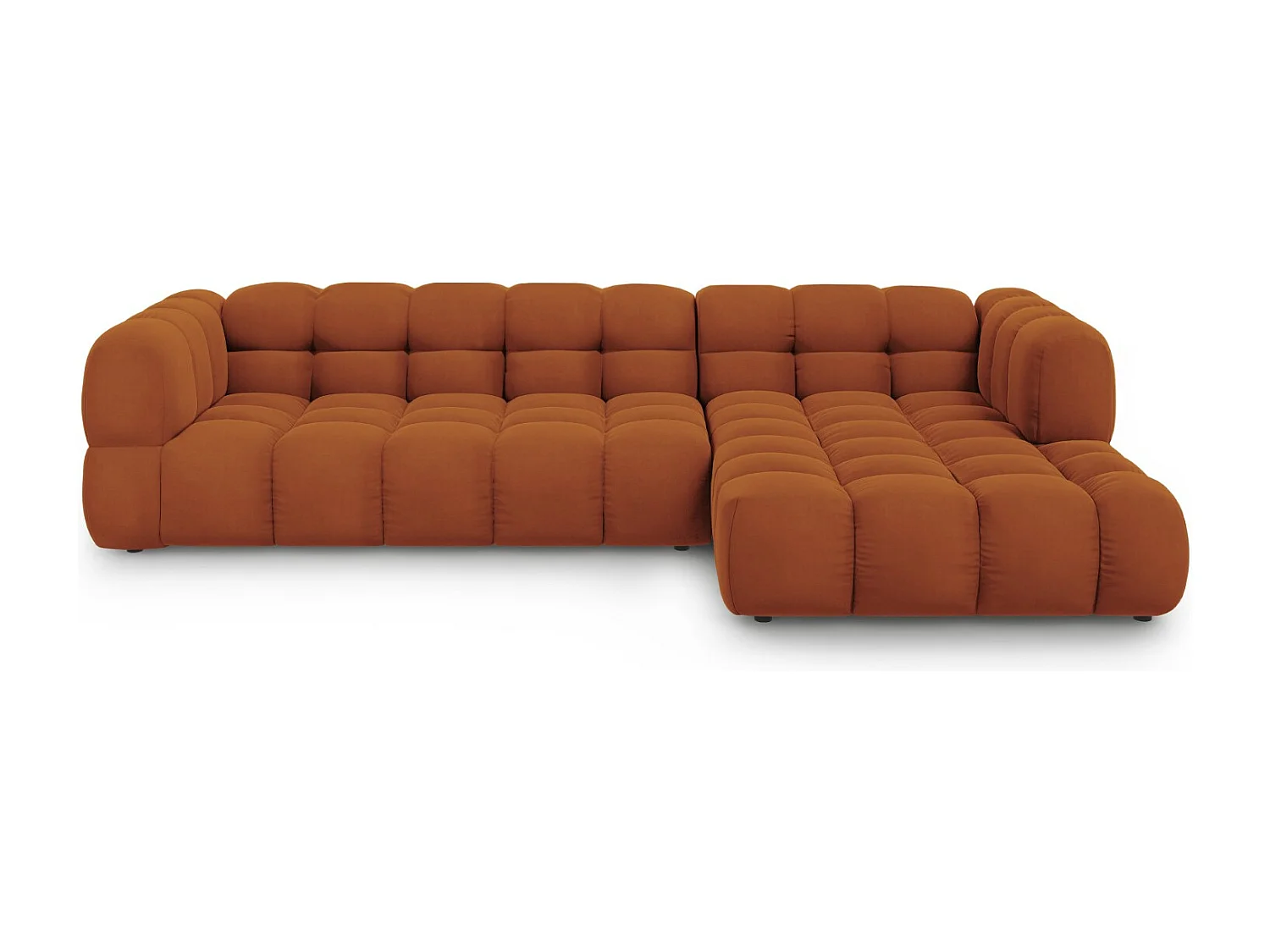 Cosmopolitan Design - Canapé d'angle droit modulable "Sky" 4 places en velours terracotta - 300x162x75cm