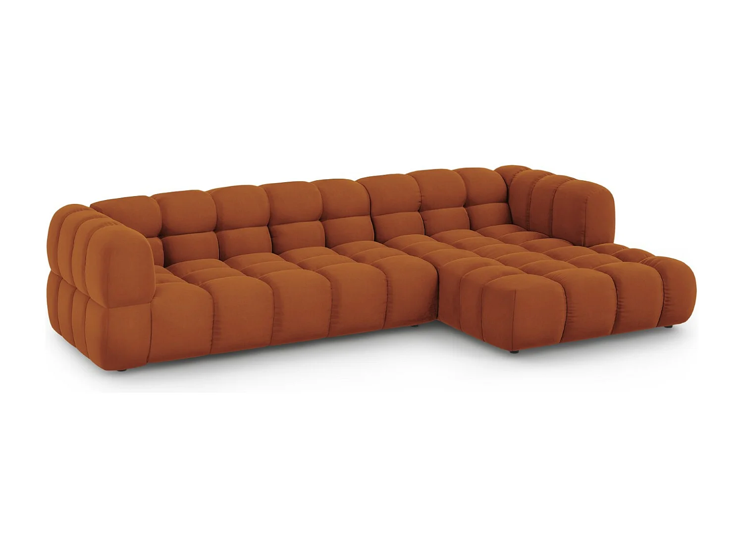 Cosmopolitan Design - Canapé d'angle droit modulable "Sky" 4 places en velours terracotta - 300x162x75cm