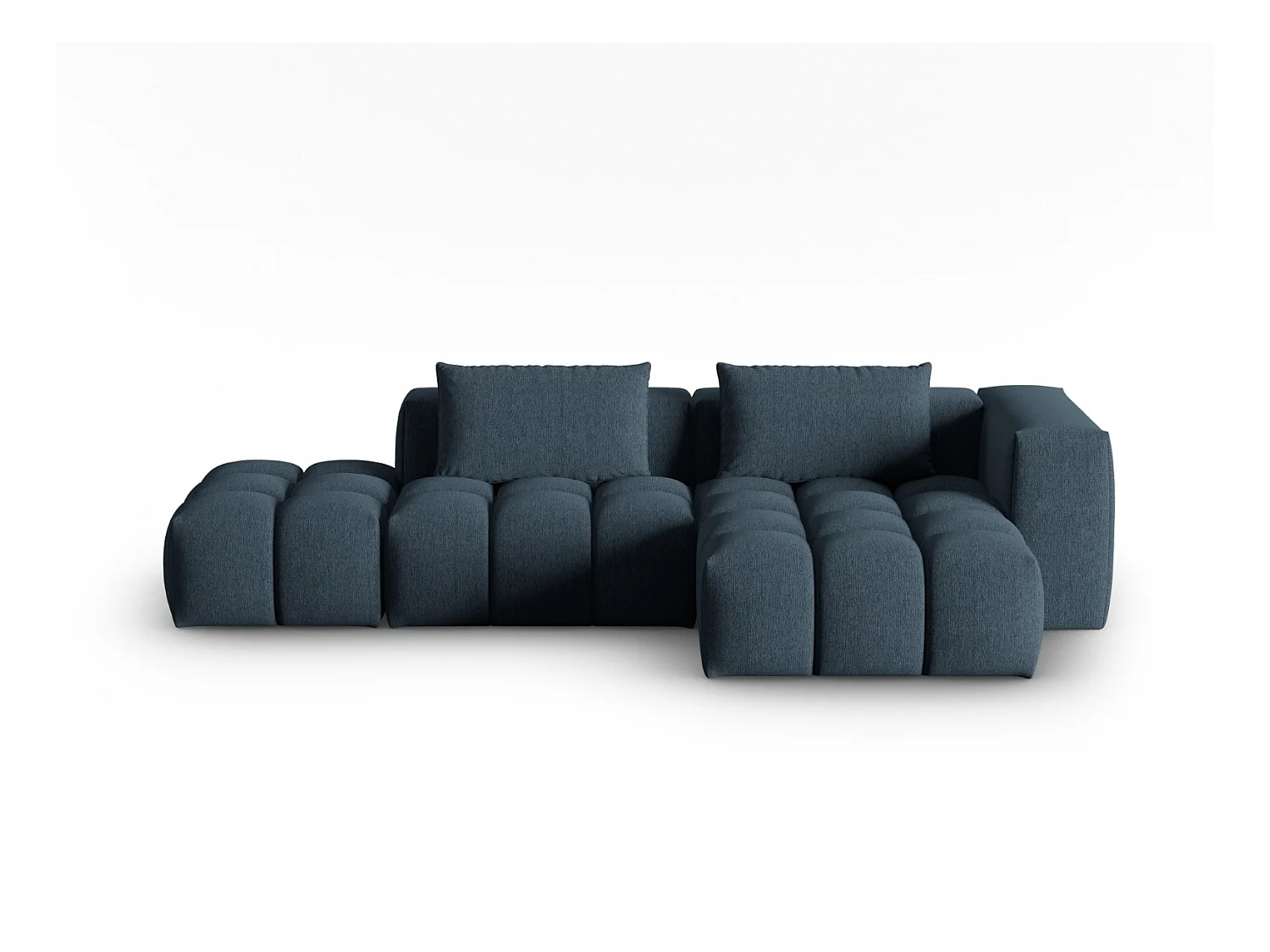 CXL by Christian Lacroix - Canapé d'angle droit modulable "Lorella" 4 places en tissu structurel bleu foncé - 265x145x70cm