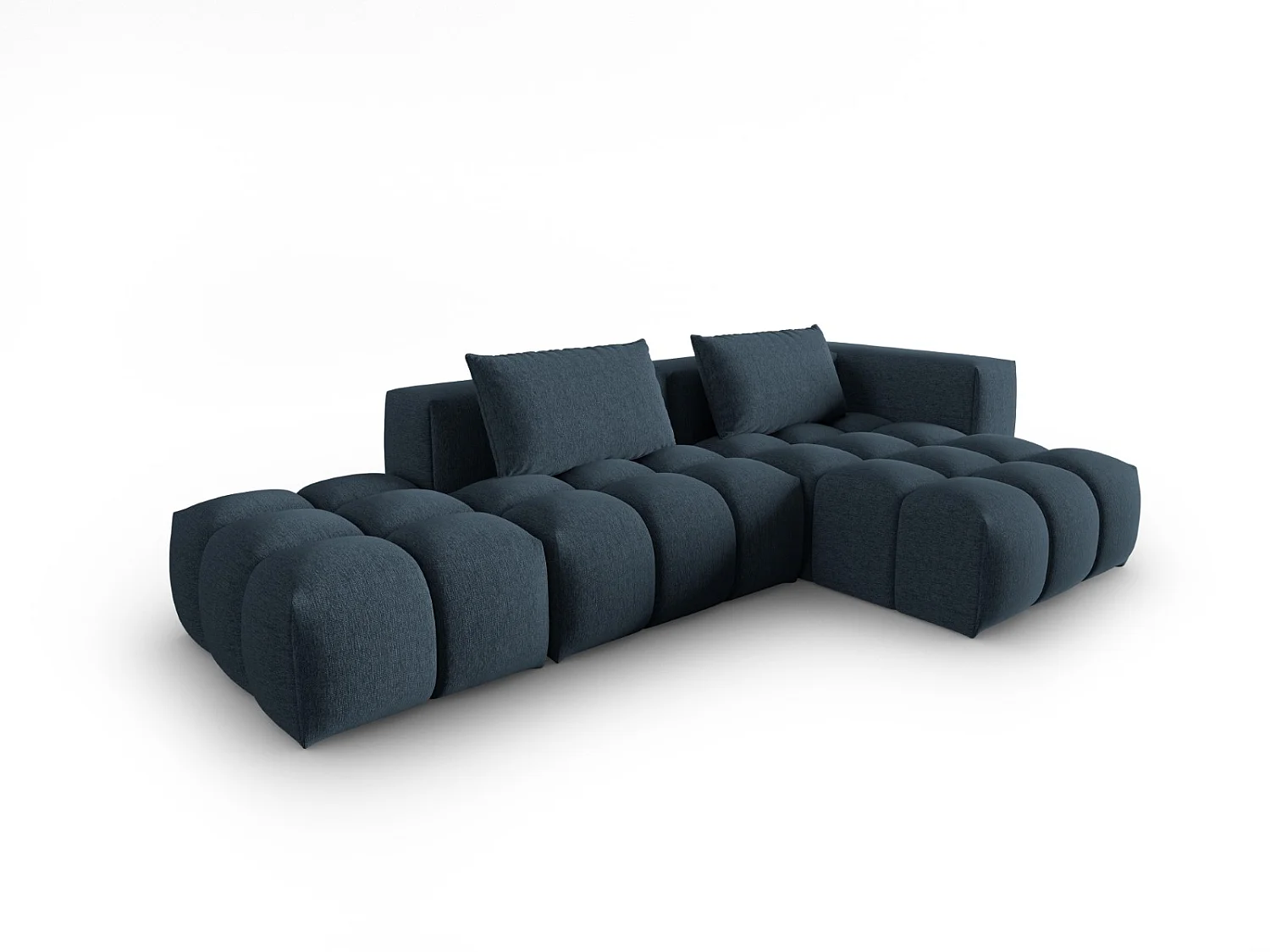 CXL by Christian Lacroix - Canapé d'angle droit modulable "Lorella" 4 places en tissu structurel bleu foncé - 265x145x70cm