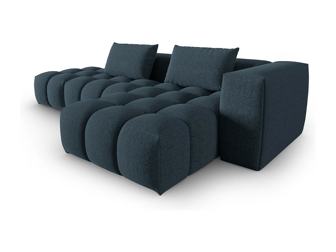 CXL by Christian Lacroix - Canapé d'angle droit modulable "Lorella" 4 places en tissu structurel bleu foncé - 265x145x70cm