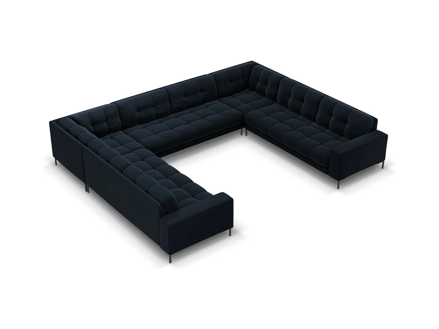 Cosmopolitan Design - Panoramische bank "Bali" 9 zitplaatsen, Flueel, Donkerblauw - 327x256x75cm